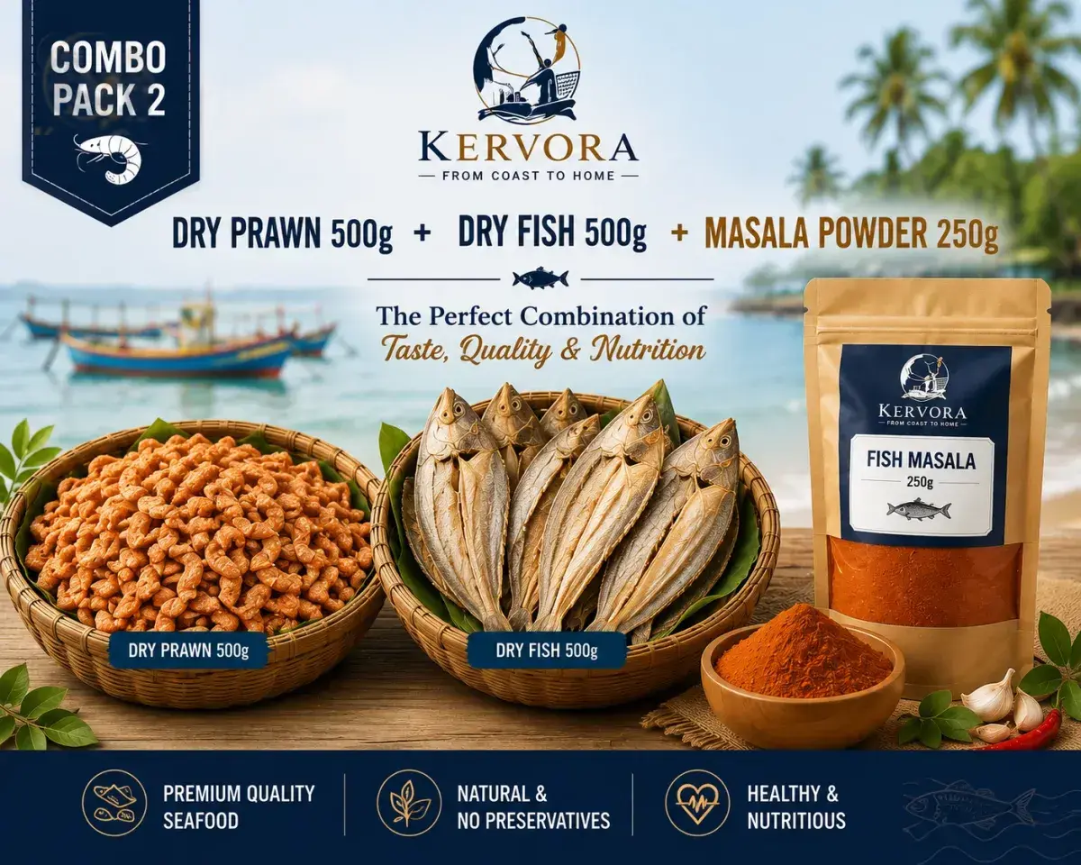 Dry Prawn 500g + Dry Fish 500g + Masala Powder 250g